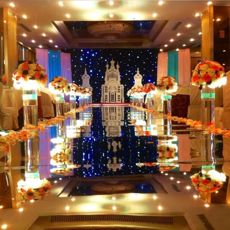 Reflective Floor Event Aisle Runner Rug Factory Exhibition Prop Luminous Golden Stage Decoration Wedding Mirror Carpet MegaBDM