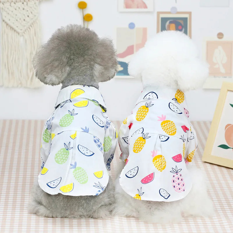 Daily Cotton Pet Cool Tee Spring Summer Breathable Dog Clothes Pineapple Dog Polo T-shirt Puppy Pineapple Shirt