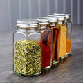 120mL 4oz Clear Square Herbs Storage Jar Glass Spice Jar Kitchen Spice Powder Salt Flavoring Jar With Metal Cap