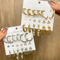 Wholesale Fashion Gold Silver Plated Pearl Drop Stud Earrings Set Geometric Big Circle Hoop Earrings