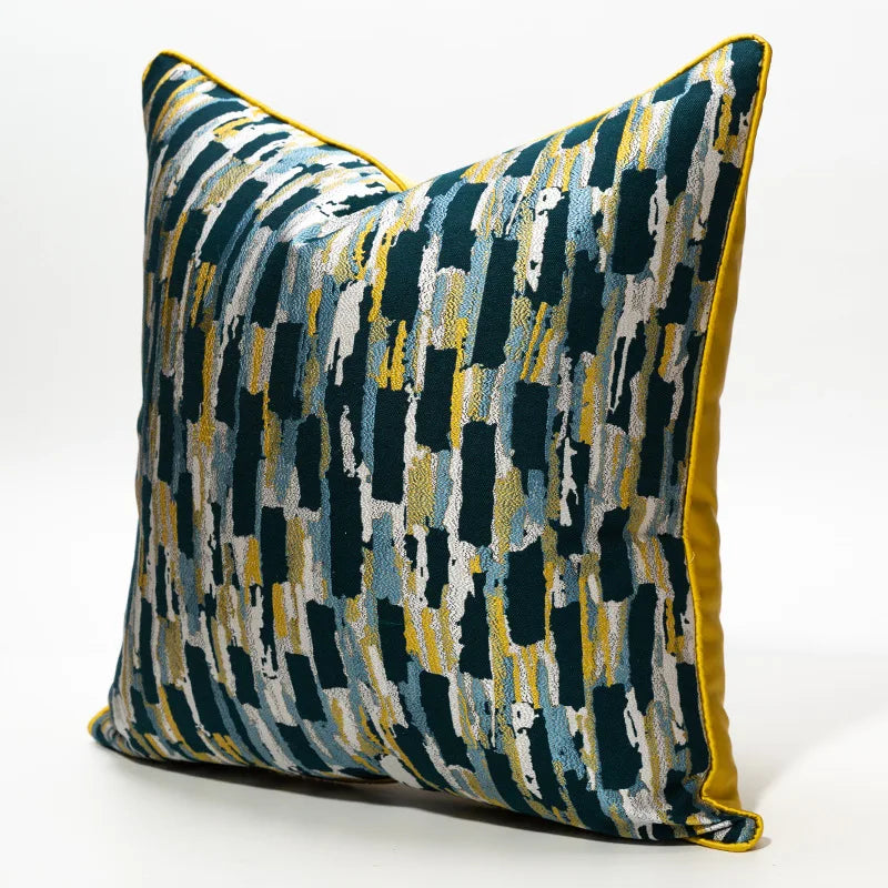 Christmas Decorative Luxury Style Gold Green Pattern Pillow Case Modern Jacquard Cushion Cover for Living Room