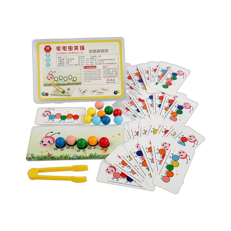Children's Wooden Toys Caterpillar Bead Game Improve Hands-On Ability Color Cognition for Children's Puzzle Toys