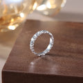 Delicate S925 Sterling Silver Stackable Eternity Bands Unique Texture Pattern Emerald Cut Diamond Wedding Ring for Women