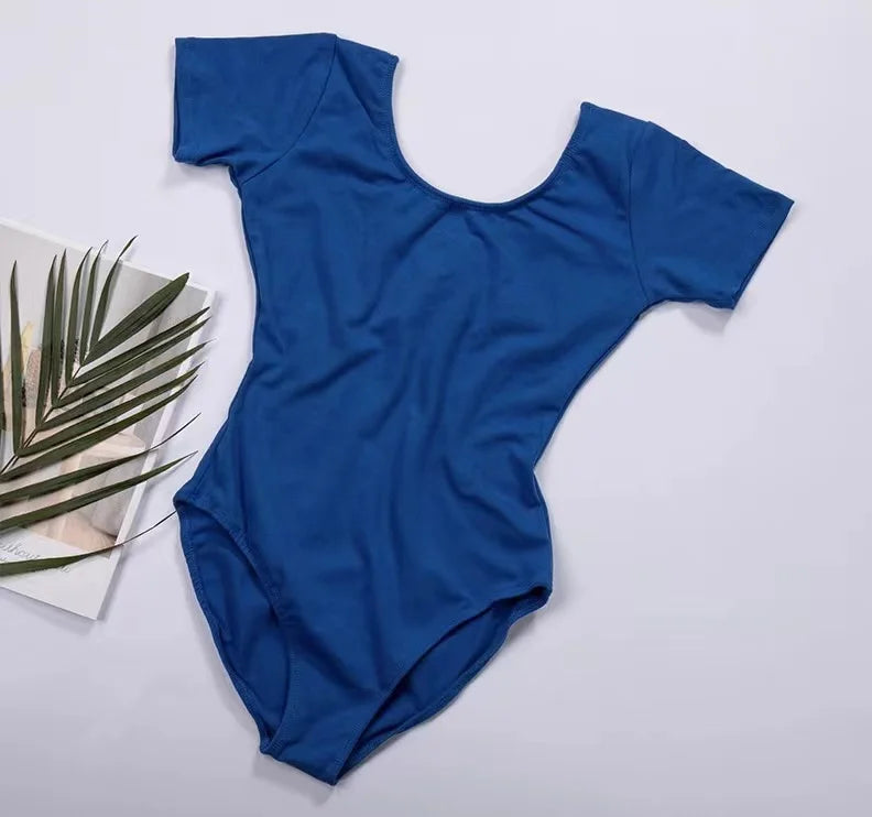 Closed Crotch Blue Ballet Leotard Girls Dance Costumes Cotton Dance Wear Make Yuour logo