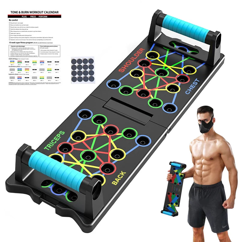 THYFIT Gym Fitness Workout 12 in 1 Strength Training Push-up Bar Foldable Push up Rack Board