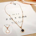 Korea East Gate Rose Gold WOMEN Romantic Double Sides Shell Stainless Steel Roman Numerals Pendant Jewelry Necklace