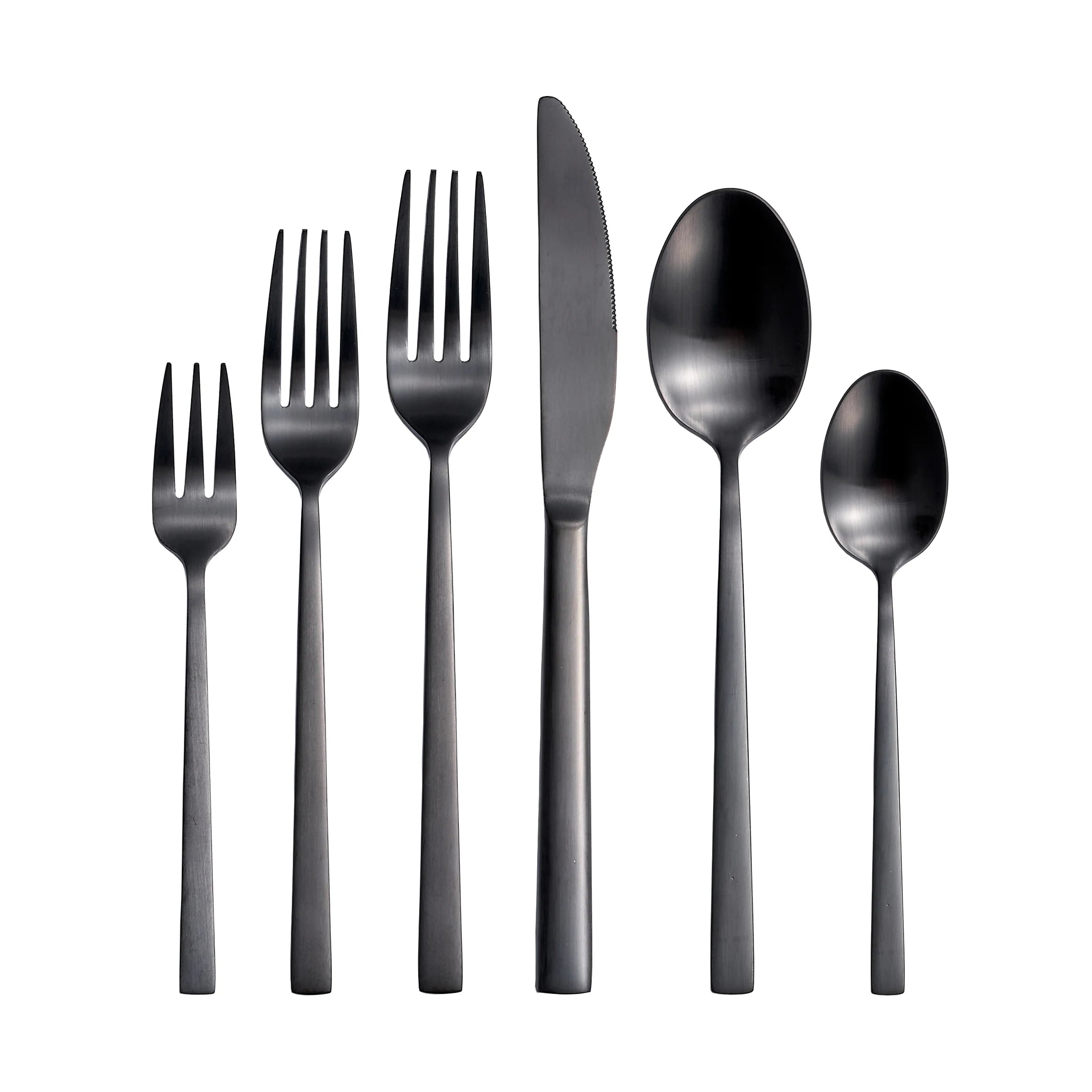 Matte Black Satin Mirror Polish Stainless Steel Classic Flatware Set for Wedding and Home Use Spoon and Fork Included