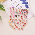 Girl Fashion 24 Pairs/Set Cute Animal Fruit No Pierced Kids Earring Butterfly Fox Children Clip-on Earrings