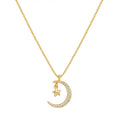 Laodun New Design Ins Fashion Necklace Creative Pendant Simple Star Moon Charms Brass Zircon 18K Pendant Necklace Vermeil