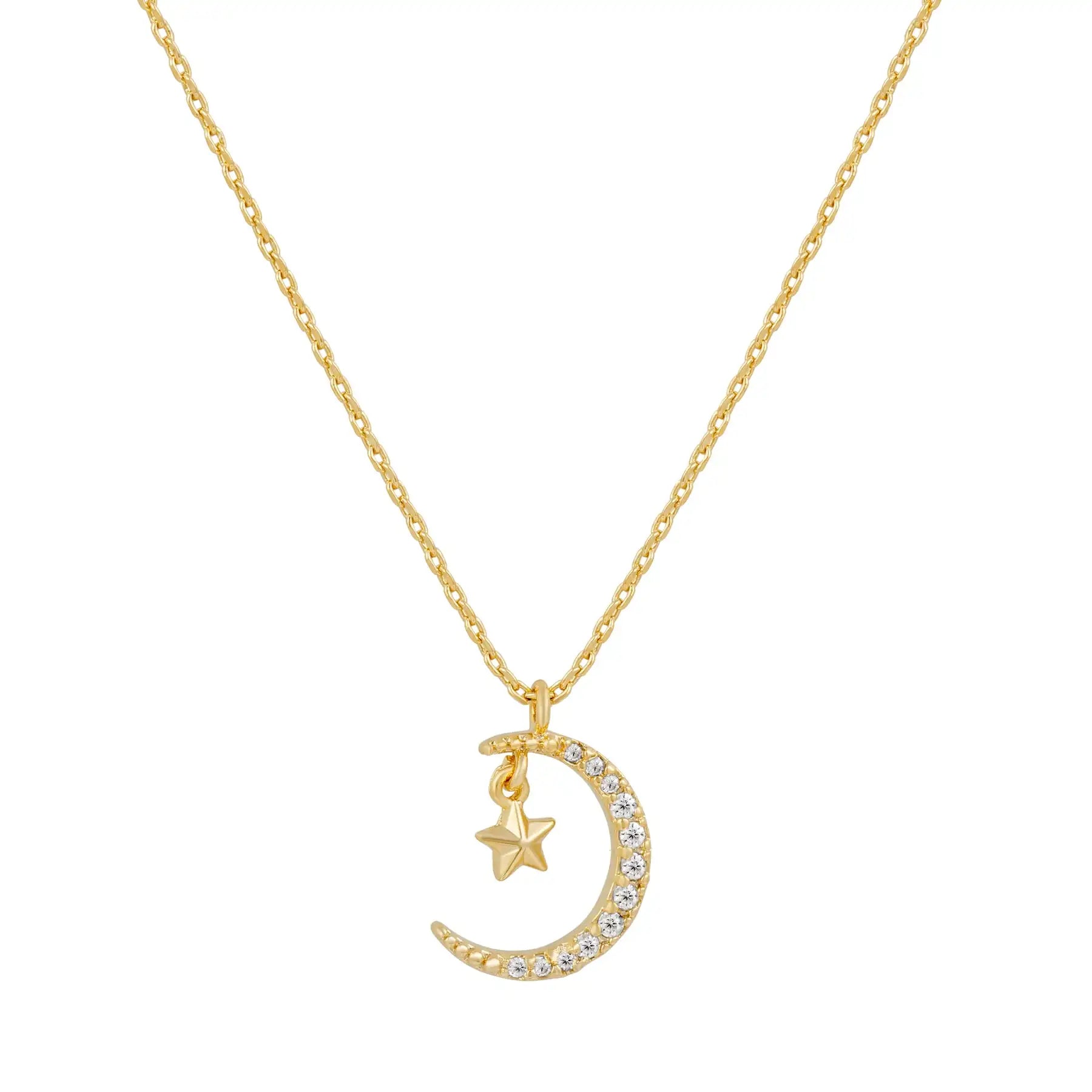 Laodun New Design Ins Fashion Necklace Creative Pendant Simple Star Moon Charms Brass Zircon 18K Pendant Necklace Vermeil