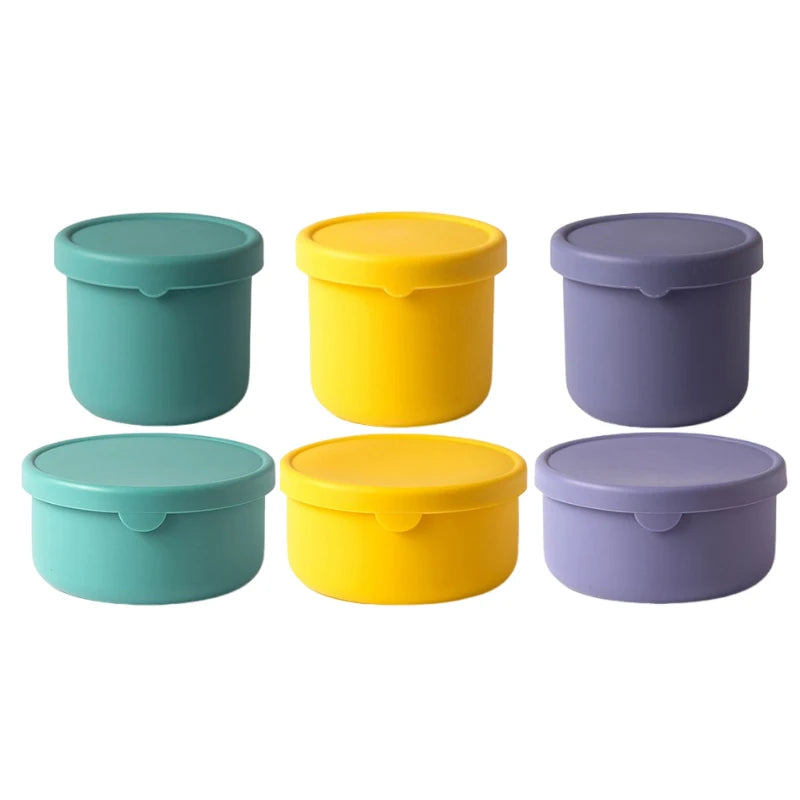 250ml Kids Durable Round Salad Container BPA Free Silicone Bento Lunch Box Leakproof Mini Food Storage Container With Lid