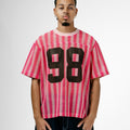 Custom Design logo Short Sleeve Vintage Fashion Casual  Mesh Hollow Out Knitwear Summer Men Knitted Football Jerseys