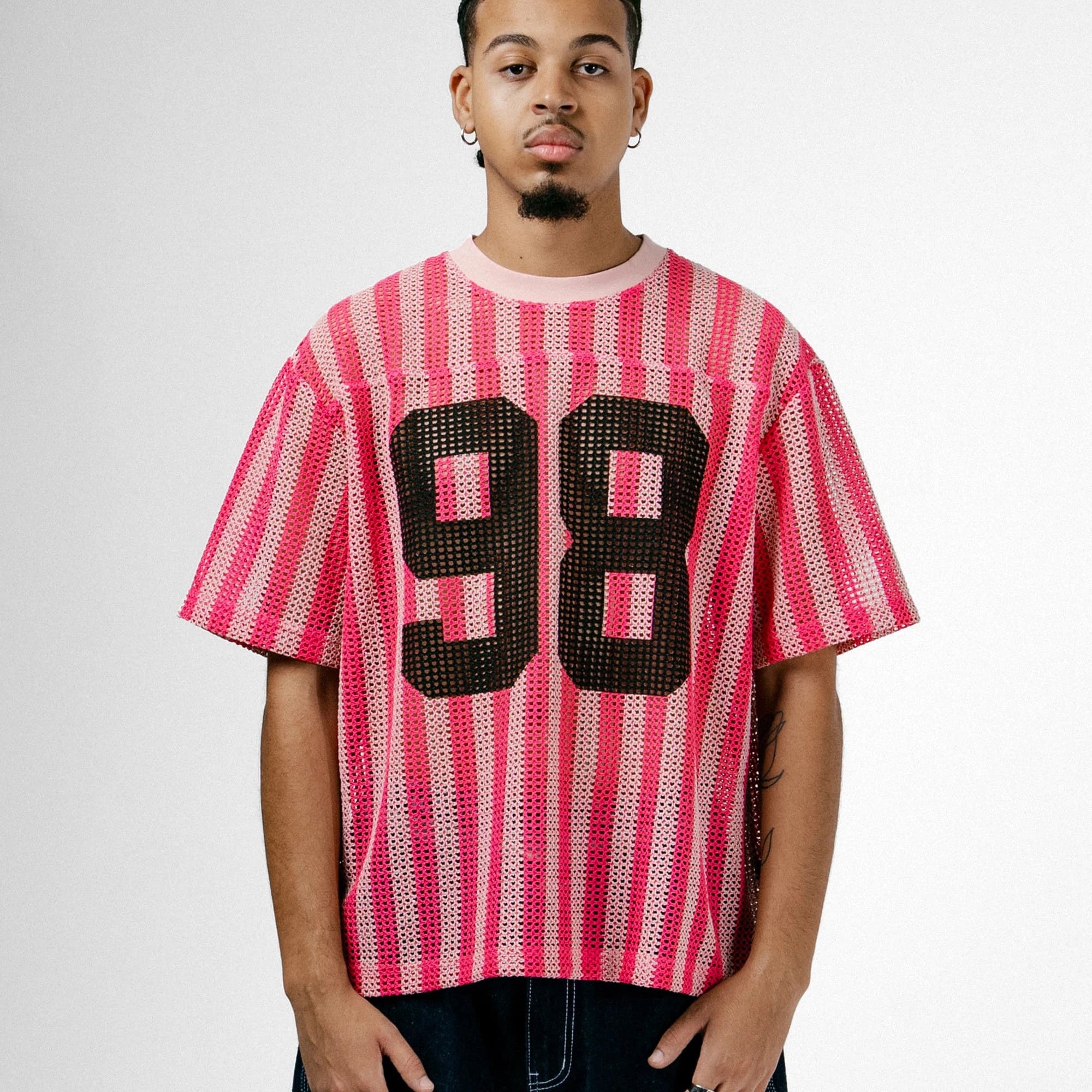 Custom Design logo Short Sleeve Vintage Fashion Casual  Mesh Hollow Out Knitwear Summer Men Knitted Football Jerseys