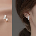 New Design S925 Sterling Silver Pearl  Leaf Flower Stud Earrings for Women M00941