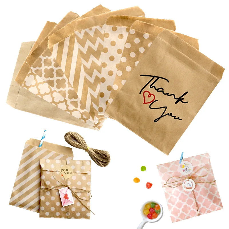Brown Kraft Paper Gift Bags Party Favor Cookie Candy Treat Bag