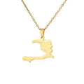 Fashion Trendy Stainless Steel Haiti Map Pendant Necklace Jewelry