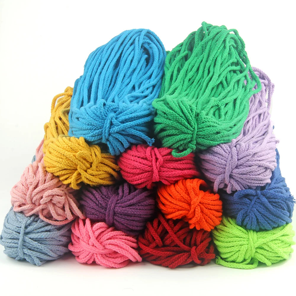 High Strength 8 Strand 5mm Twist Rope 100% Cotton Cords for Shoes Bags Garments Home Textiles