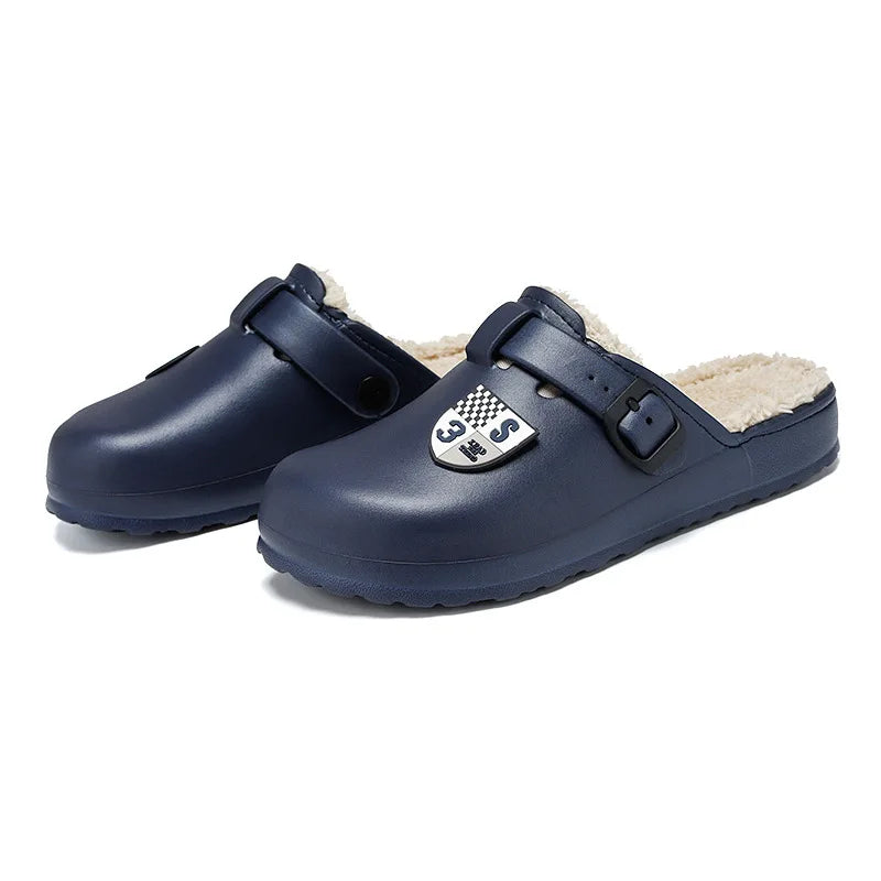EVA Winter Warm Waterproof Anti-Slip Cotton Lining Thick Bottom Plush Men's Slippers