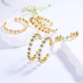 Mystical Charm Wholesale 18K Brass Gold Plated Cubic Zirconia Devil'S Eye Bracelet Fashion Jewelry