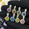 Hot Sale Cheap Price 925 Sterling Silver Hiphop Pendant 6.5mm 1 Carat Colored Moissanite Diamond Pendant Ice Out Halo Pendant