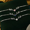 Fashion Jewelry Bracelets 925 Sterling Silver Christmas Reindeer Bracelet Antlers Zircon Gold Plated Bracelets for Girls Women