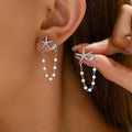 2025 Sweet Style Niche Starfish Shell Summer Copper Starfish Shell Pearl Chain Design Earrings for Women