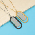 Hot Sale Simple High Polished Stainless Steel Necklace DIY Engraved Double Circle Hollow Oval Pendant Necklace