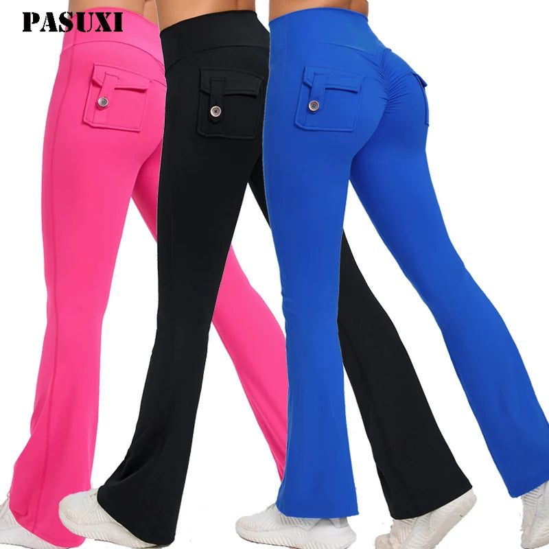 PASUXI Legging Manufacturer Women Flare Yoga Pants Leggings Fitness Sports Pants Running Gym Tights Leggings Jogger Pants