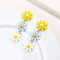 Autumn/Winter Bohemian Floral New Release Women's Fashion Drop Earrings Cute Little Daisies Wobbly Long Tassels Resin Flowers