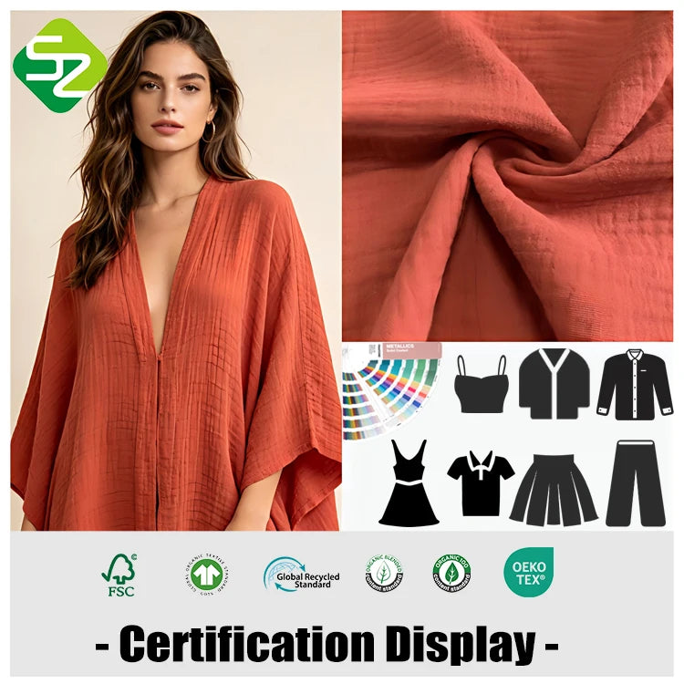 Soft WASHED Organic 100% Cotton Double Gauze Muslin Fabric for Baby Dresses Lightweight and Breathable for Boys and Girls