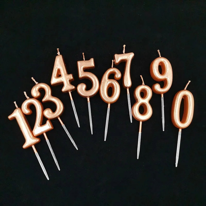 Rose Golden Number Birthday Cake Topper Decoration Candle for Parties MegaBDM