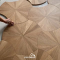 Modern Design European White Oak Interior Smooth Engineered Wood Flooring Flower Pattern Parquet Wire Brush Surface Engineering