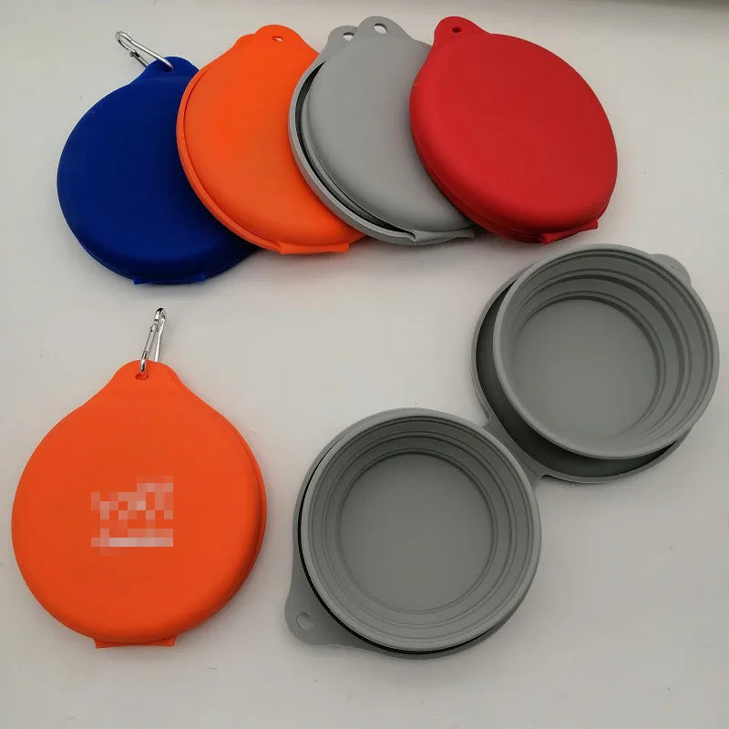 Custom Portable Double Foldable Pet Bowl Double Silicone Travel Pet Bowl for Dogs and Cats