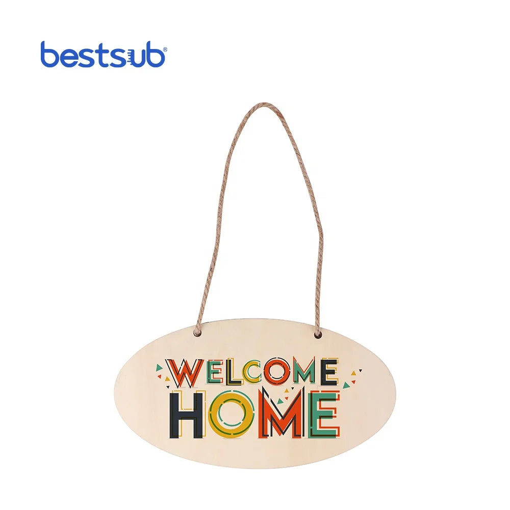 BestSub Custom Sublimation Blanks Wholesale Plywood Oval Door Hanger Wood Door Decoration Painted Technique