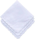 Bulk Wholesale 11" Custom Scalloped Edge Embroidery Square Hankies Soft 60S Plain White Cotton Handkerchiefs for Weddings