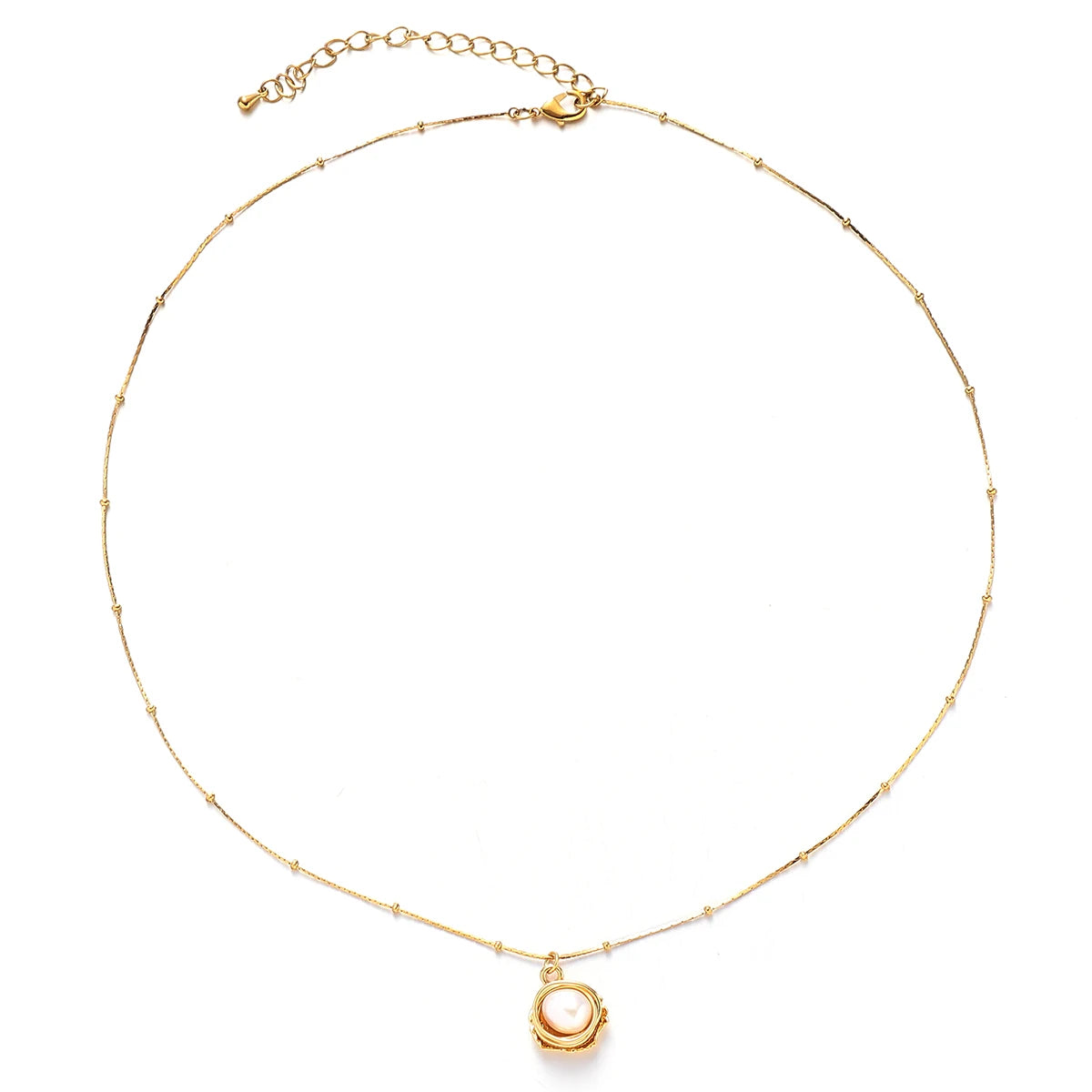 French Style Minimalist 18K Gold Plated Necklace INS Trendy Natural Pearl Pendant Necklace for Women