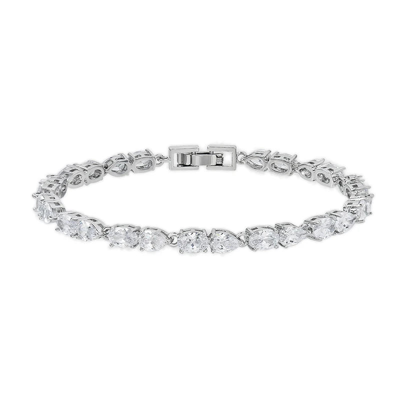 New Arrival Oval and Pear Cubic Zirconia Crystal Tennis Bracelet Sparkly Wedding Bride or Bridesmaid Jewelry