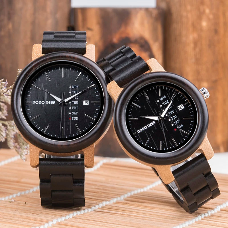 China Factory OEM Luxury Quartz Retro Antique Fashion Couple Watches MIYOTA Adjustable Sapphire Crystal Analog Wooden Band for