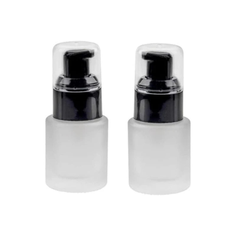 Factory Wholesale Luxury Frosted Glass Lotion Bottle 50ml Refillable Flat Shape with Pump for Hair Body Cosmetics