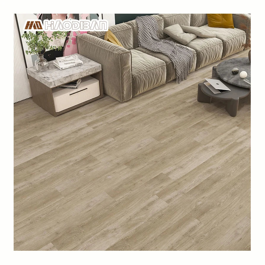 Easy Install Wear Resistant Indoor Hotel & Villa Use 8mm SPC Click Plank Vinyl Flooring Beige Piso Laminado