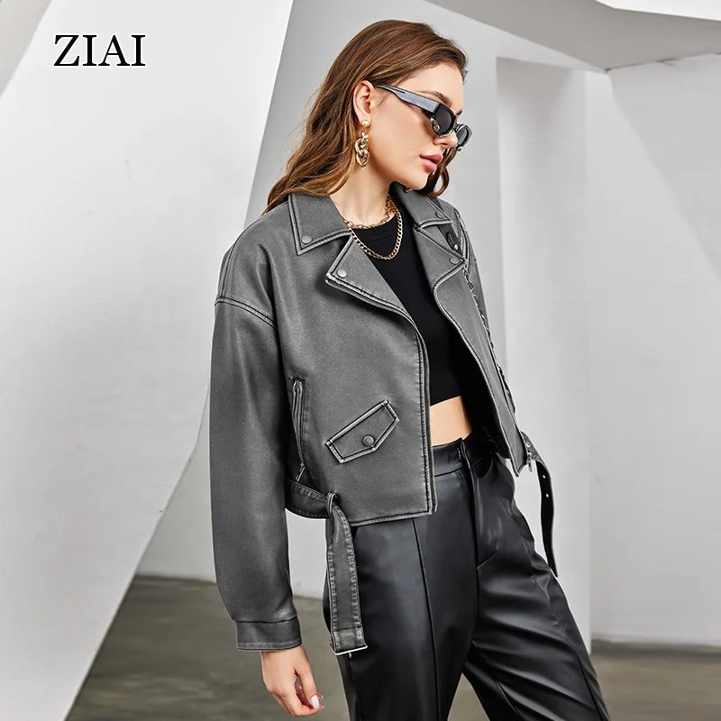Wholesale Autumn Fall Clothing Boutique Pu Leather Jackets Coat Winter Fashion Women's Coats