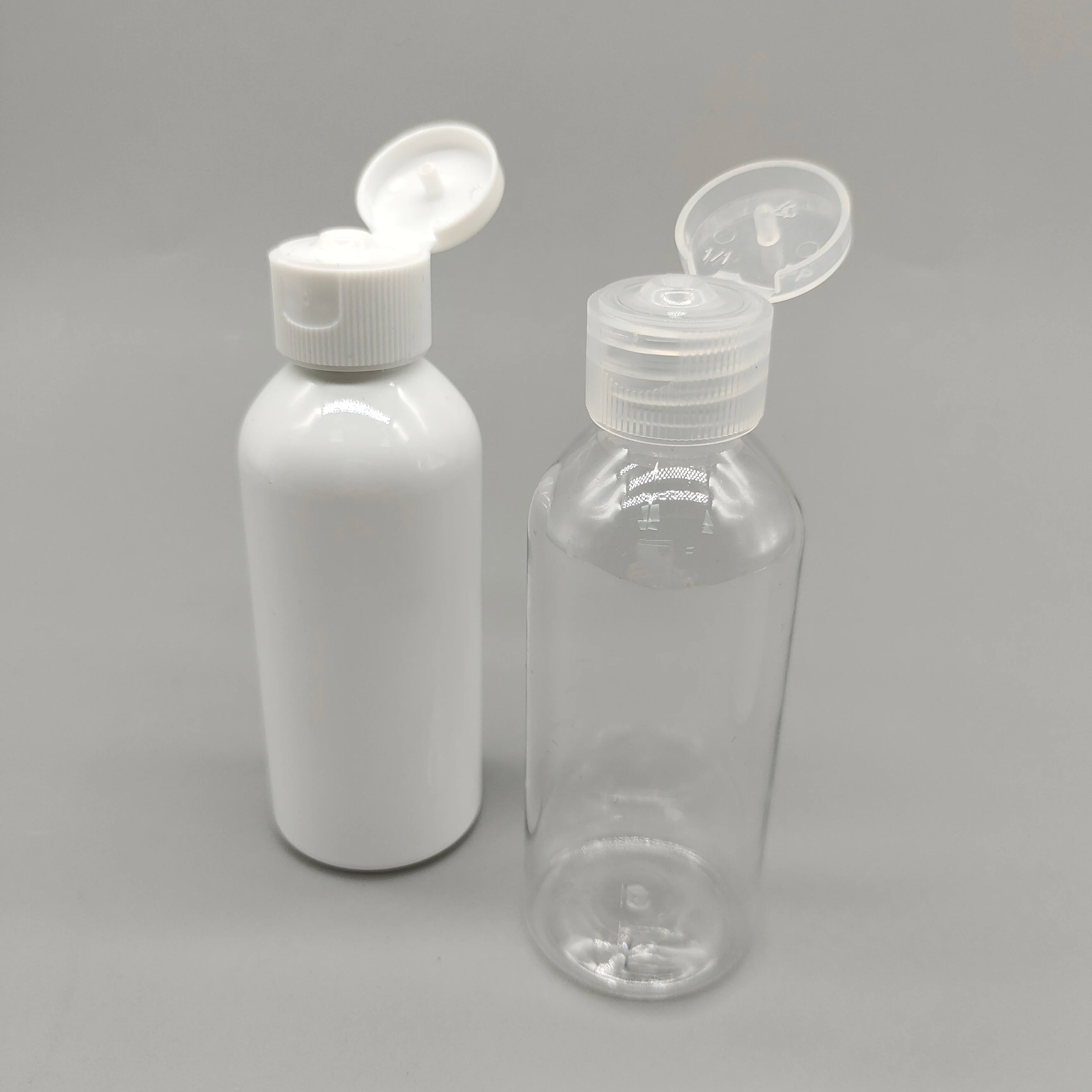 PET Plastic Bottle 70ml Transparent White Round Skin Care Serum & Shampoo Bottle with Screw Cap