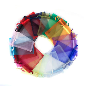 Stock 9x12 5x7 10x15 Jewelry Packaging Organza Gift Pouch Drawstring White Large Organza Bags