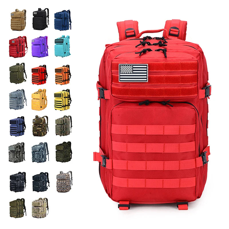2023 Hot Sale 45L Molle Tactical Backpack Oxford Waterproof Gym Fitness Mochila Lightweight Nylon Zipper for Outdoor Sports