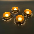 Gold Metal Candlestick Holder Ramadan Muslim Hollow Eid Mubarak Craft Table Candle Home Decor