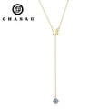 Long Chain Necklace 6.5mm 1CT D Color 925 Sterling Silver Y-shaped Moissanite Butterfly Tassel Pendant Necklace