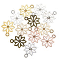200pcs/bag Charms Double Sided Hollew Flower Tibetan Silver Color Pendants Antique Jewelry Making DIY Handmade Craft Q1149
