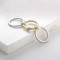 Elegant Nordic Two Tone Cubic Zirconia Ring Triple Interlocking Stacking Ring Fine Jewelry