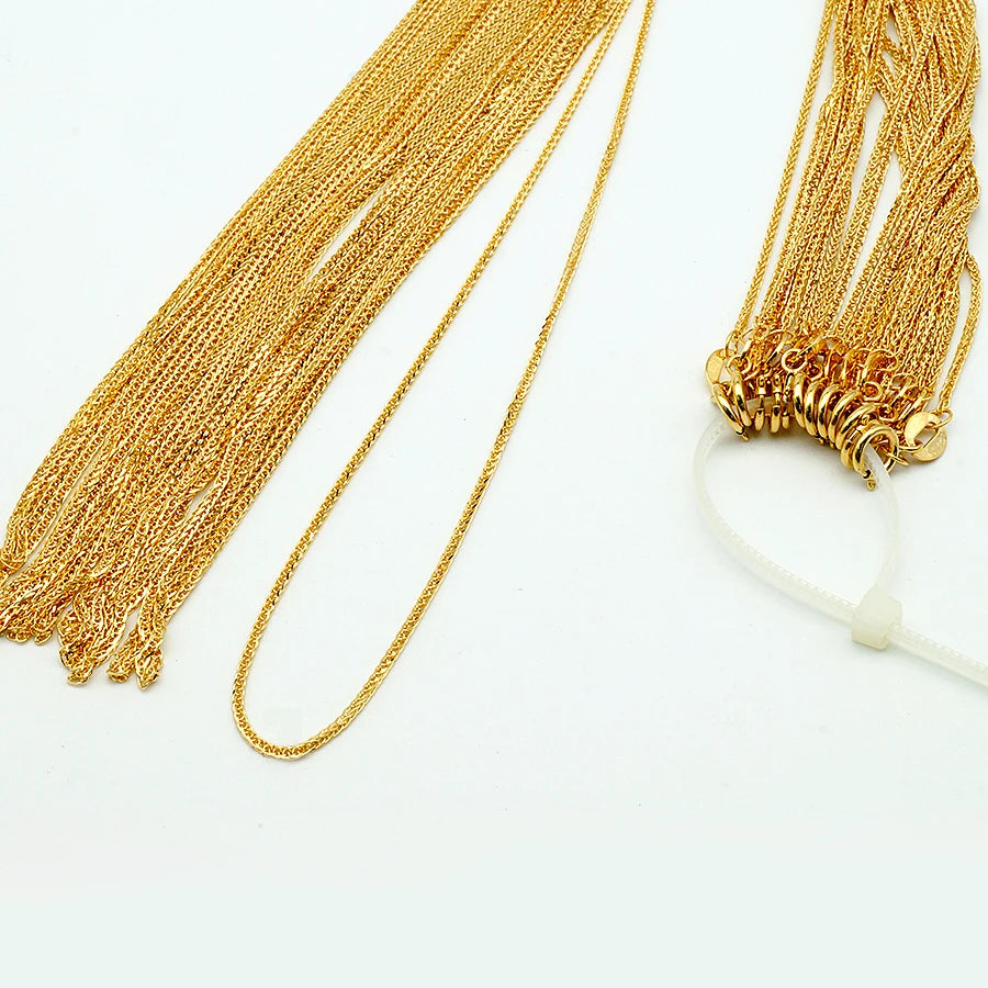 Golden Supplier 18k Gold Chain Necklace 2.1mm 18kt Solid Gold Waist Wheat Chain Necklace for Women