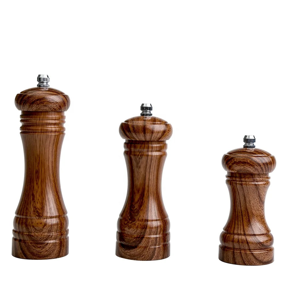 Manual Bamboo Salt and Pepper Grinders Set Wooden Pepper Mills Shakers with Ceramic Rotor Strong Adjustable Coarseness